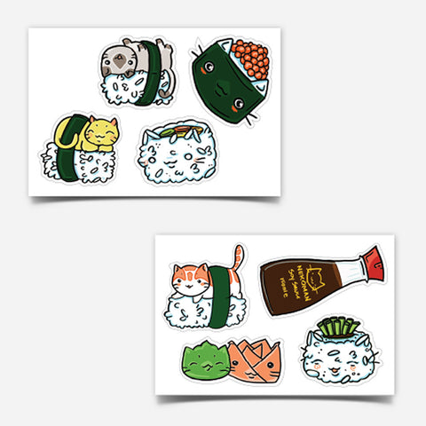 Sushi Kitty Sticker Sheet Set